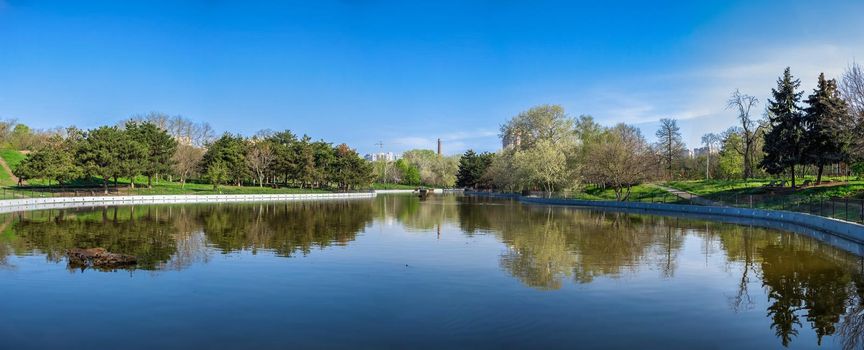 Victory public park in Odessa, Ukraine, on a sunny spring morning.