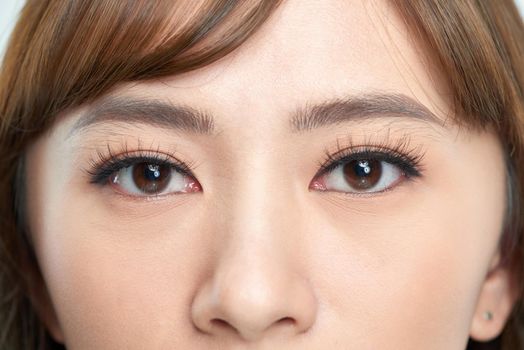 Closeup shot of young woman eyes makeup 