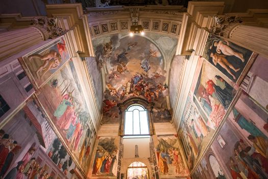 FLORENCE, ITALY, OCTOBER 23, 2015 : interiors and architectural details of Brancacci chapel, october 23, 2015 in Florence, Italy