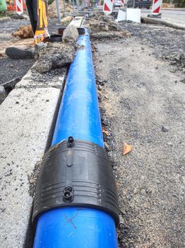 Repair of city water supply, replacement of rusty pipes for modern HDPE tubes and locking devices