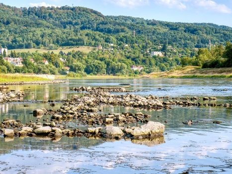 The biggest Czech river Elbe out of water. Level 0.8m is three or four times less than average.