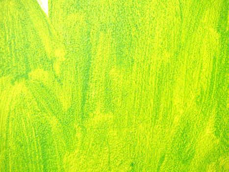 Detailed green long brush strokes on sandy stucco. Decorative plaster on the wall in children bedroom with funny colors.