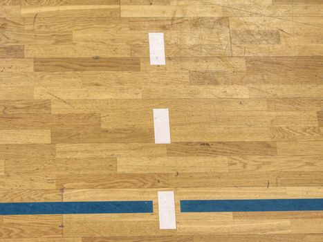 Lines on floor. Worn out wooden floor. Wooden Floor Basketball Court.