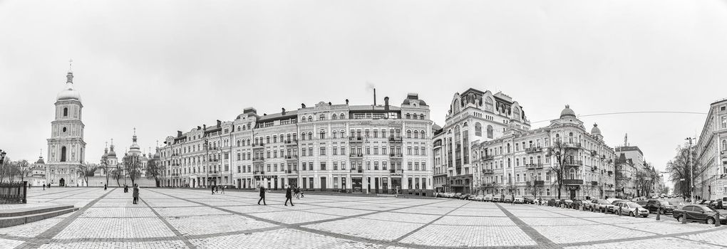 Kyiv, Ukraine - Nov. 15, 2019: Architecture of the capital of Ukraine, Kyiv. Sofievskaya square located in central Kyiv.