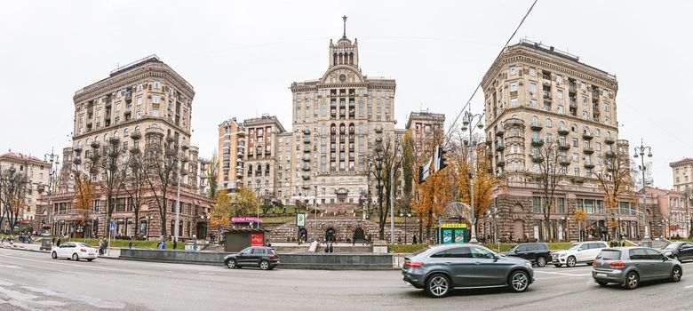 Kyiv, Ukraine - Nov. 16, 2019:  Street scene in Kyiv, the capital of Ukraine. Khreshchatyk is the main street of Kyiv, Ukraine