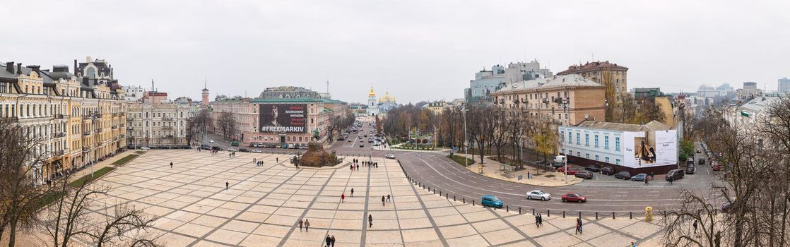 Kyiv, Ukraine - Nov. 16, 2019: Architecture of the capital of Ukraine, Kyiv. Sofievskaya square located in central Kyiv.