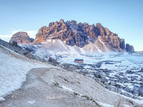 Alps - popular mountains in Europe.  Ridge in early summer scenery.