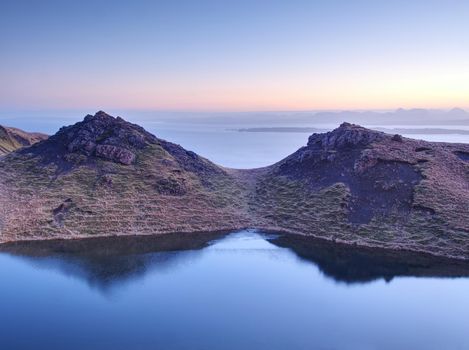 Landscape view of mountain lake.  Isle of Skye,  Scottish highlands ,United Kingdom