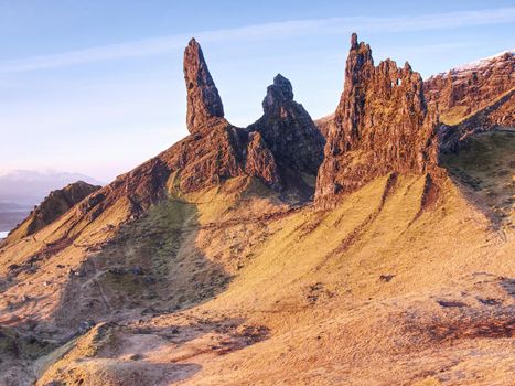 Hiking at  the Old Man of Storr. The Old Man of Storr is one of the most photographed wonders in the world.