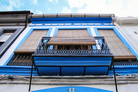 Colorful facades of old buildings in Valencia, Spain