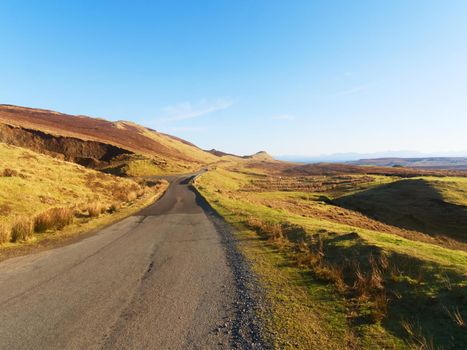 Picturesque near winter landscape in Isle of Skye northern Scotland, United kingdom, Europe. Landscape view of Quiraing mountains 