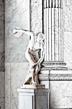 Discobolus at the Vatican Museum in Rome between drawing and reality in Italy
