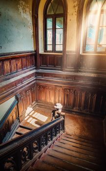 Light shone through windows of very old room