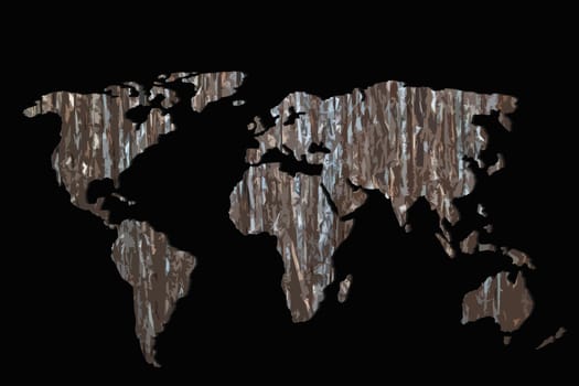 Roughly outlined world map with a colorful background patterns