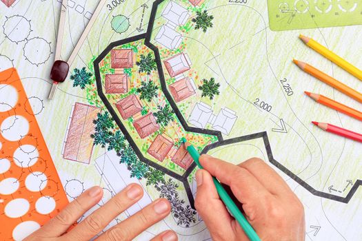 Landscape architecture design garden plan for housing development