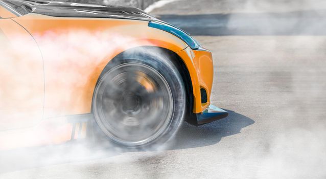 Racing car drift  on race track
