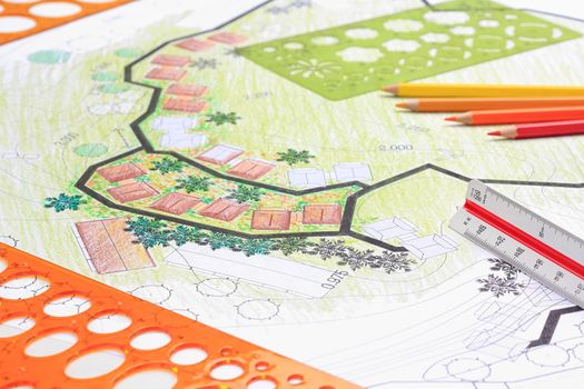 Landscape architecture design garden plan for housing development