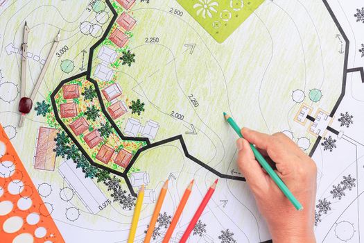 Landscape architecture design garden plan for housing development