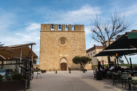 SANT MARTI DE AMPURIES, GIRONA, SPAIN : 2020 FEB 08 : SUNNY DAY IN CHURCH OF  SANT MARTI DE AMPURIESCH IN THE OLD TOWN IN SANT MARTI DE AMPURIES, GIRONA, SPAIN