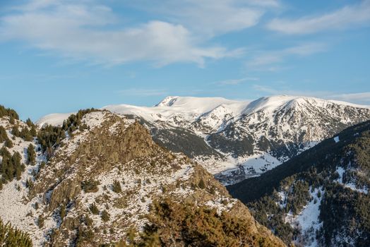 Views of a sunset in the mountains of Andorra. Bordes de l Armiana.