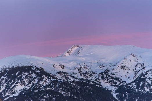 Views of a sunset in the mountains of Andorra. Bordes de l Armiana.