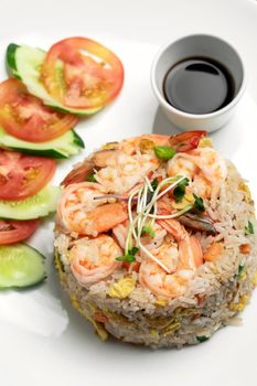 thai shrimp seafood fried rice traditional meal in bangkok restaurant thailand