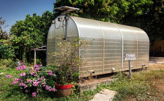 modern spice drying greenhouse room in Kampot pepper farm in Cambodia