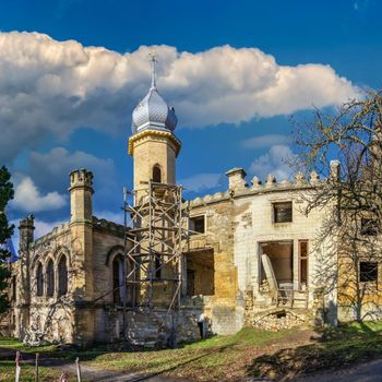 Ruined Kuris manor or Kuris castle in the Petrovka village, Odessa region, Ukraine.