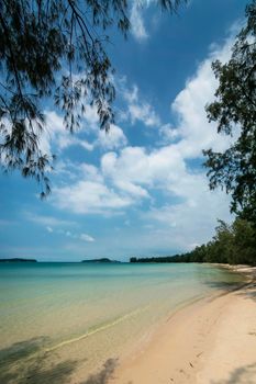 Long Beach on Koh Ta Kiev paradise island near Sihanoukville Cambodia