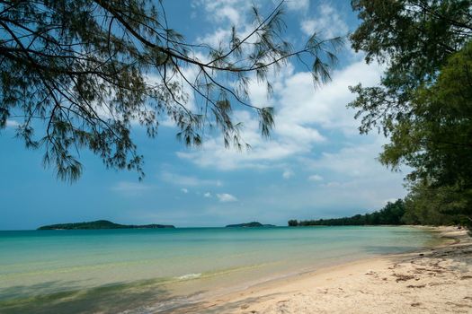 Long Beach on Koh Ta Kiev paradise island near Sihanoukville Cambodia