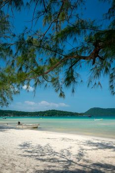 Saracen Bay tropical paradise beach in Koh Rong Samloen island in Cambodia
