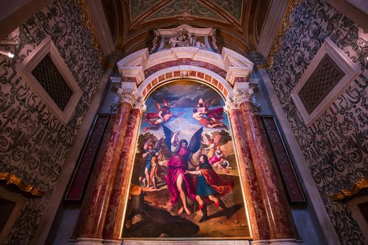 VENICE, ITALY, APRIL 23, 2018 : interiors and architectural details of chiesa I Gesuiti, april 23, 2018,  in Venice, italy