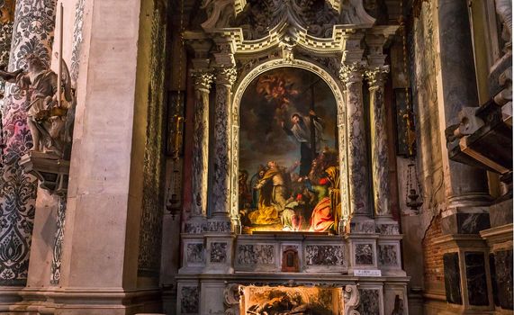 VENICE, ITALY, APRIL 23, 2018 : interiors and architectural details of chiesa I Gesuiti, april 23, 2018,  in Venice, italy