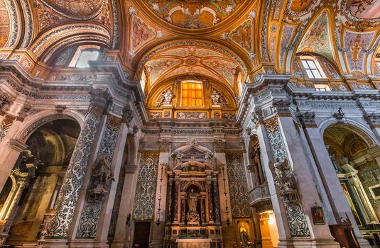 VENICE, ITALY, APRIL 23, 2018 : interiors and architectural details of chiesa I Gesuiti, april 23, 2018,  in Venice, italy