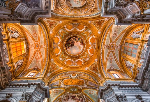 VENICE, ITALY, APRIL 23, 2018 : interiors and architectural details of chiesa I Gesuiti, april 23, 2018,  in Venice, italy