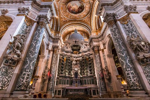 VENICE, ITALY, APRIL 23, 2018 : interiors and architectural details of chiesa I Gesuiti, april 23, 2018,  in Venice, italy