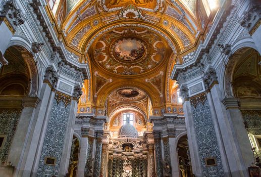 VENICE, ITALY, APRIL 23, 2018 : interiors and architectural details of chiesa I Gesuiti, april 23, 2018,  in Venice, italy