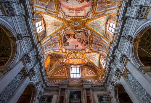 VENICE, ITALY, APRIL 23, 2018 : interiors and architectural details of chiesa I Gesuiti, april 23, 2018,  in Venice, italy