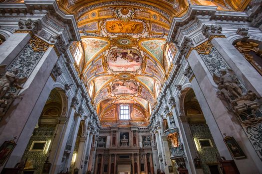 VENICE, ITALY, APRIL 23, 2018 : interiors and architectural details of chiesa I Gesuiti, april 23, 2018,  in Venice, italy