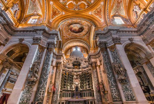 VENICE, ITALY, APRIL 23, 2018 : interiors and architectural details of chiesa I Gesuiti, april 23, 2018,  in Venice, italy