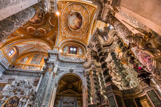 VENICE, ITALY, APRIL 23, 2018 : interiors and architectural details of chiesa I Gesuiti, april 23, 2018,  in Venice, italy