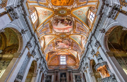 VENICE, ITALY, APRIL 23, 2018 : interiors and architectural details of chiesa I Gesuiti, april 23, 2018,  in Venice, italy