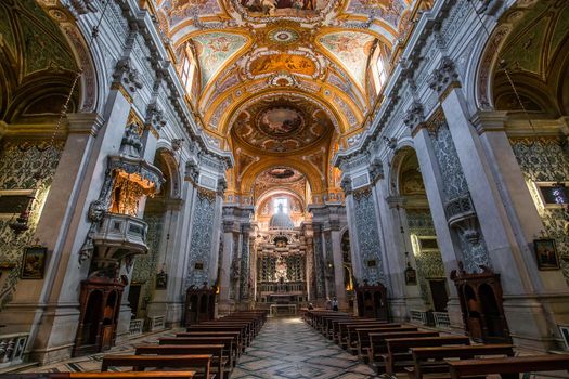 VENICE, ITALY, APRIL 23, 2018 : interiors and architectural details of chiesa I Gesuiti, april 23, 2018,  in Venice, italy