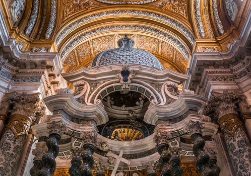 VENICE, ITALY, APRIL 23, 2018 : interiors and architectural details of chiesa I Gesuiti, april 23, 2018,  in Venice, italy