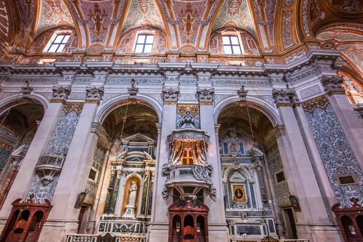 VENICE, ITALY, APRIL 23, 2018 : interiors and architectural details of chiesa I Gesuiti, april 23, 2018,  in Venice, italy