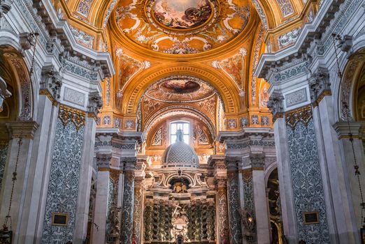 VENICE, ITALY, APRIL 23, 2018 : interiors and architectural details of chiesa I Gesuiti, april 23, 2018,  in Venice, italy