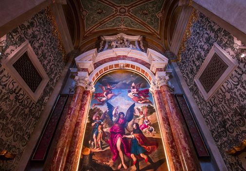 VENICE, ITALY, APRIL 23, 2018 : interiors and architectural details of chiesa I Gesuiti, april 23, 2018,  in Venice, italy