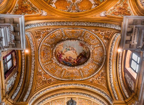 VENICE, ITALY, APRIL 23, 2018 : interiors and architectural details of chiesa I Gesuiti, april 23, 2018,  in Venice, italy