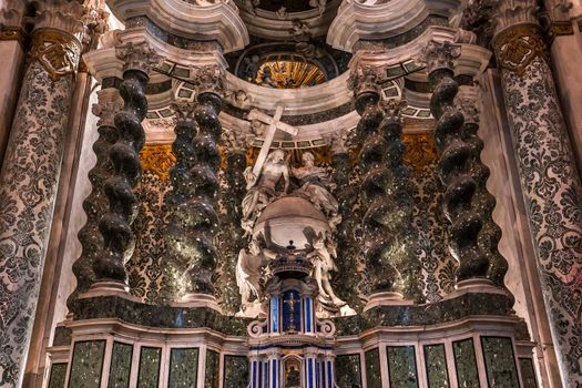 VENICE, ITALY, APRIL 23, 2018 : interiors and architectural details of chiesa I Gesuiti, april 23, 2018,  in Venice, italy