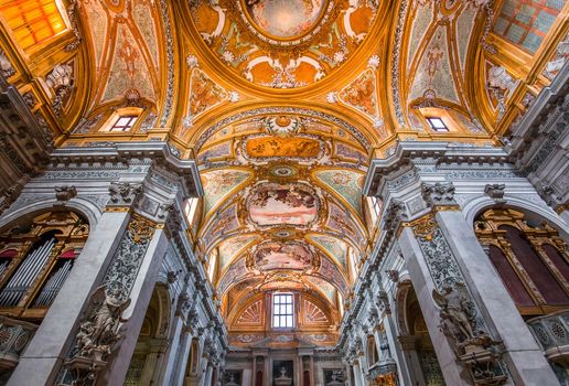 VENICE, ITALY, APRIL 23, 2018 : interiors and architectural details of chiesa I Gesuiti, april 23, 2018,  in Venice, italy